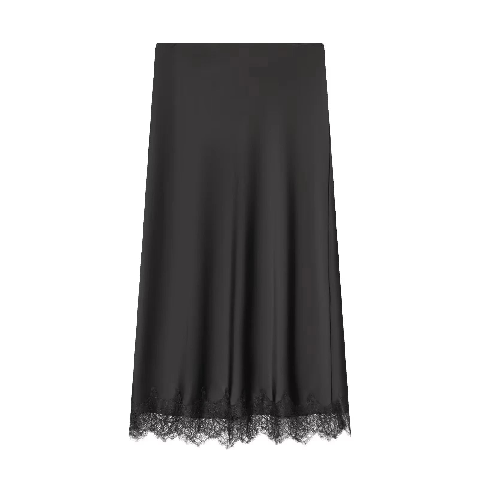 HH Women Elegant Fashion Polka Dot Lace Skirt Luxury Satin High Waist Straight Midi Skirt Female High Street Lady Skirts Mujer