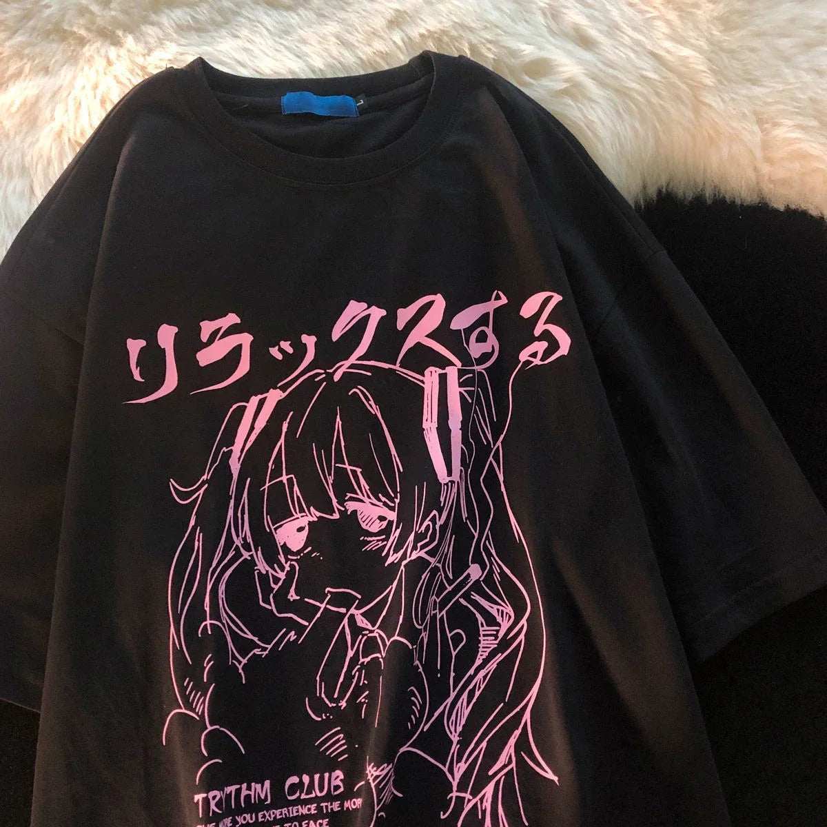 Women Clothing Women's T Shirt Y2k Japanese Harajuku Graphic Kawaii T Shirts Anime Print Oversized T Shirt Plus Size Grunge Top