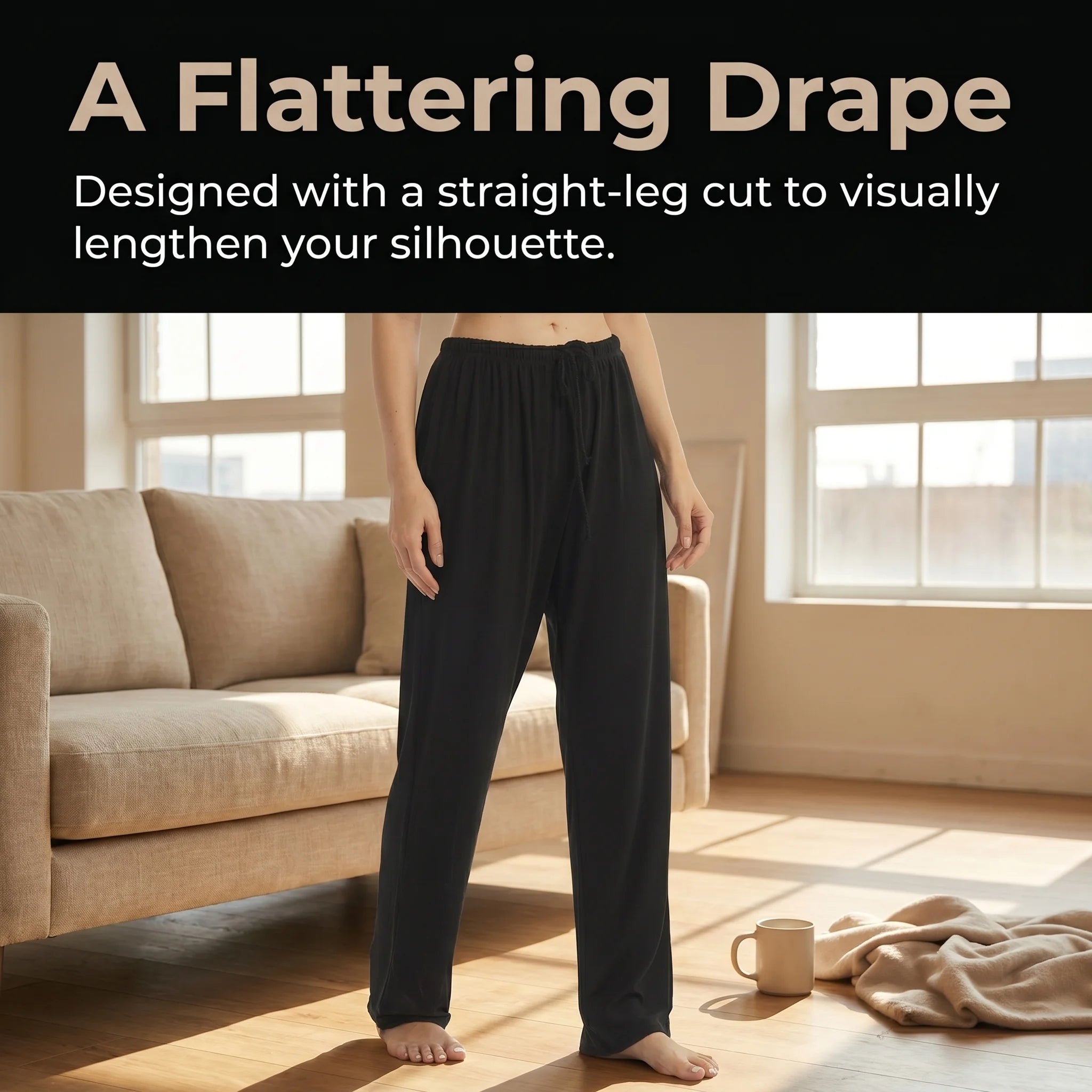 Women's Soft Knitted Home Pants Comfortable Casual Sleeping Pants Elastic Waistband Loose Fit