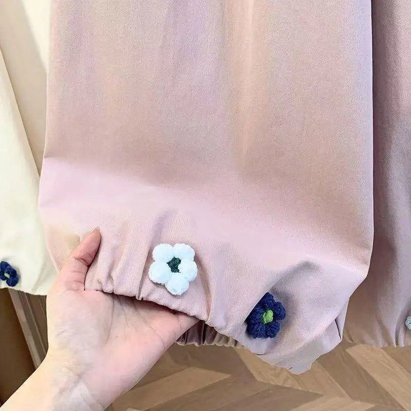 Sweet and Lovely Student Flower Pants New Women's Loose Straight Leg Pants Fashionable Girls' Casual Wide Leg Pants Versatile