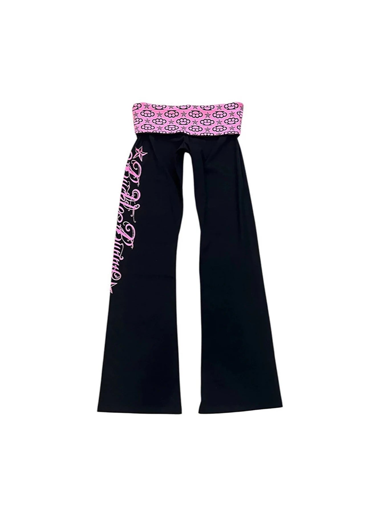Autumn New Black Y2K Women's micro Pull Sports Casual Dark Style Letter Printed Patchwork Pants